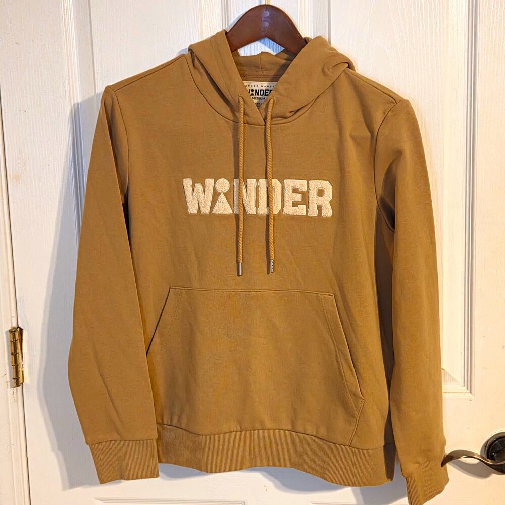 Giordano Wonder Wander Men's Brown Graphic Logo Pullover Hoodie Size M